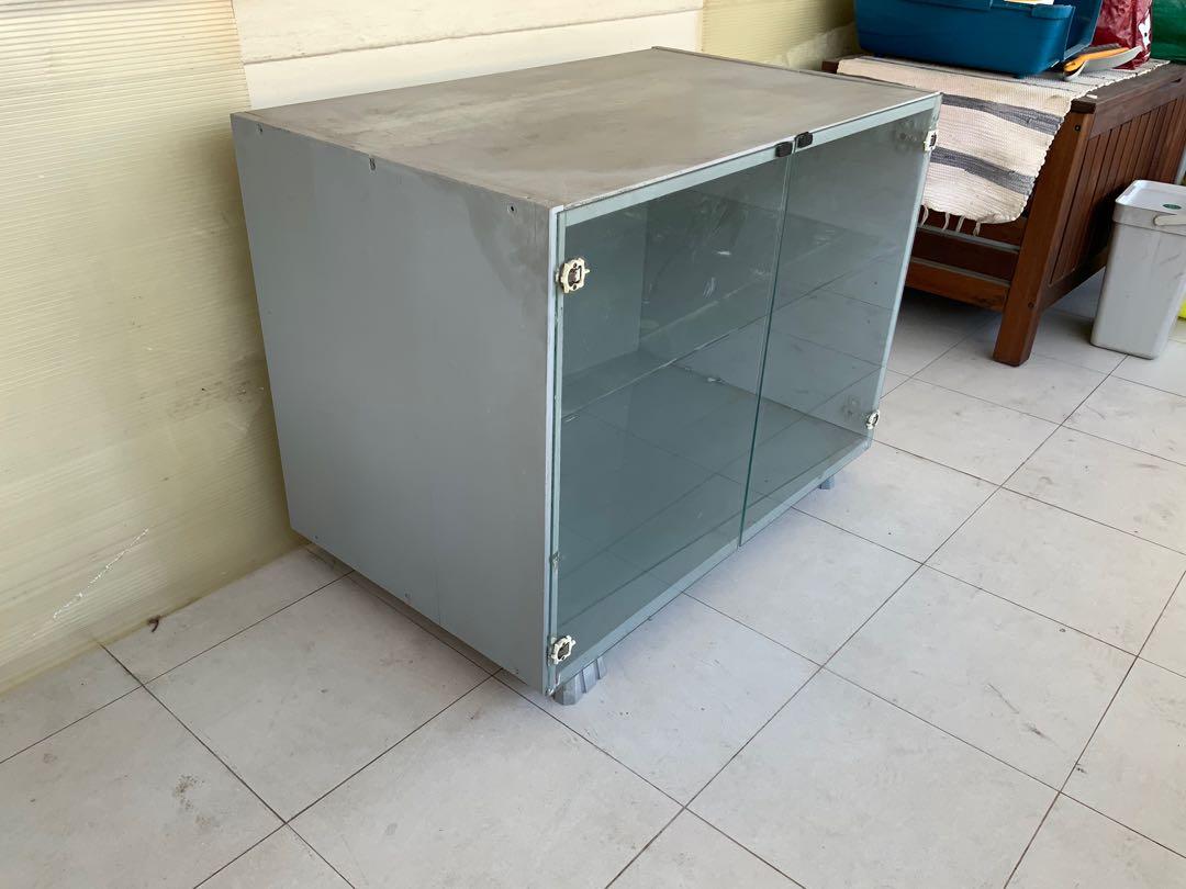 IKEA Ivar storage cabinet console with glass door and 2 glass