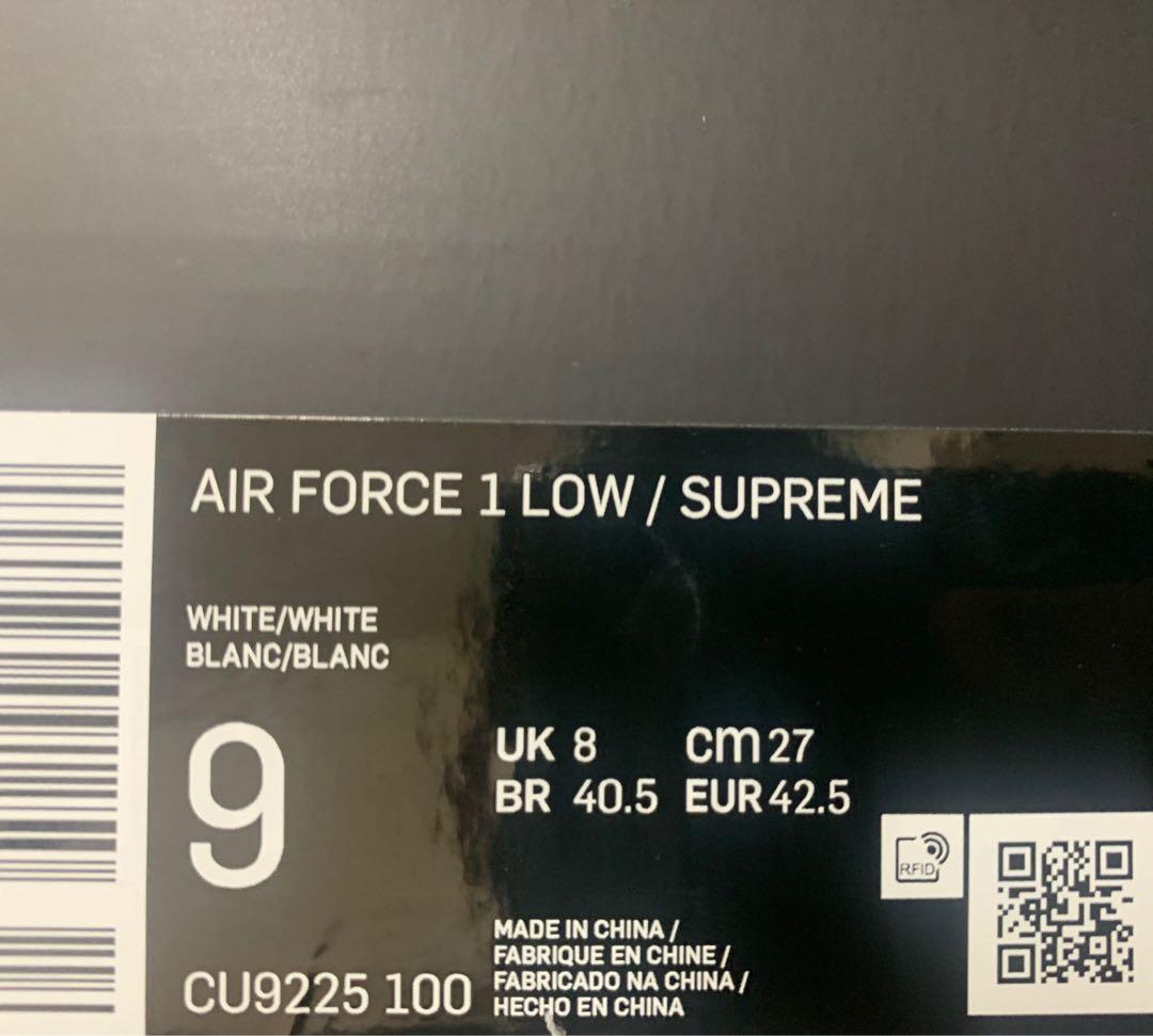 Nike Air Force 1 Low Supreme White Men's - CU9225-100 - US