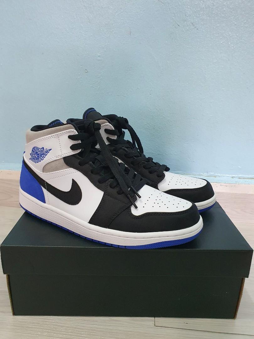 Nike air jordan 1 retro mid se royal black toe best sale