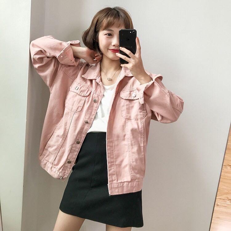 pink ripped denim jacket
