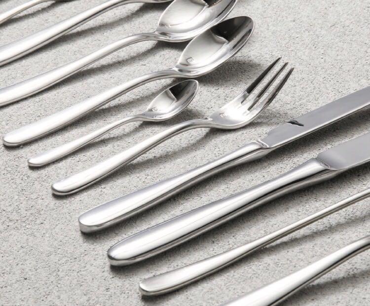 Pottery Barn Cutlery and Flatware (Category: Dinnerware & Cutlery) located in Manila. Submitted by fabfinds1111 (Listing ID 1081662828, Image 3). Description: 18/10 Stainless Steel USA Service for 1 includes: Table Knife Table Fork Table Spoon Cake/Dessert Fork Teaspoon Sale price P849 Free soup spoon So 6 pc set for 1 person IG: festivehomeph Website: festivehomeph.com Sold in Pottery Barn but for a diff price Bdo bpi payment .