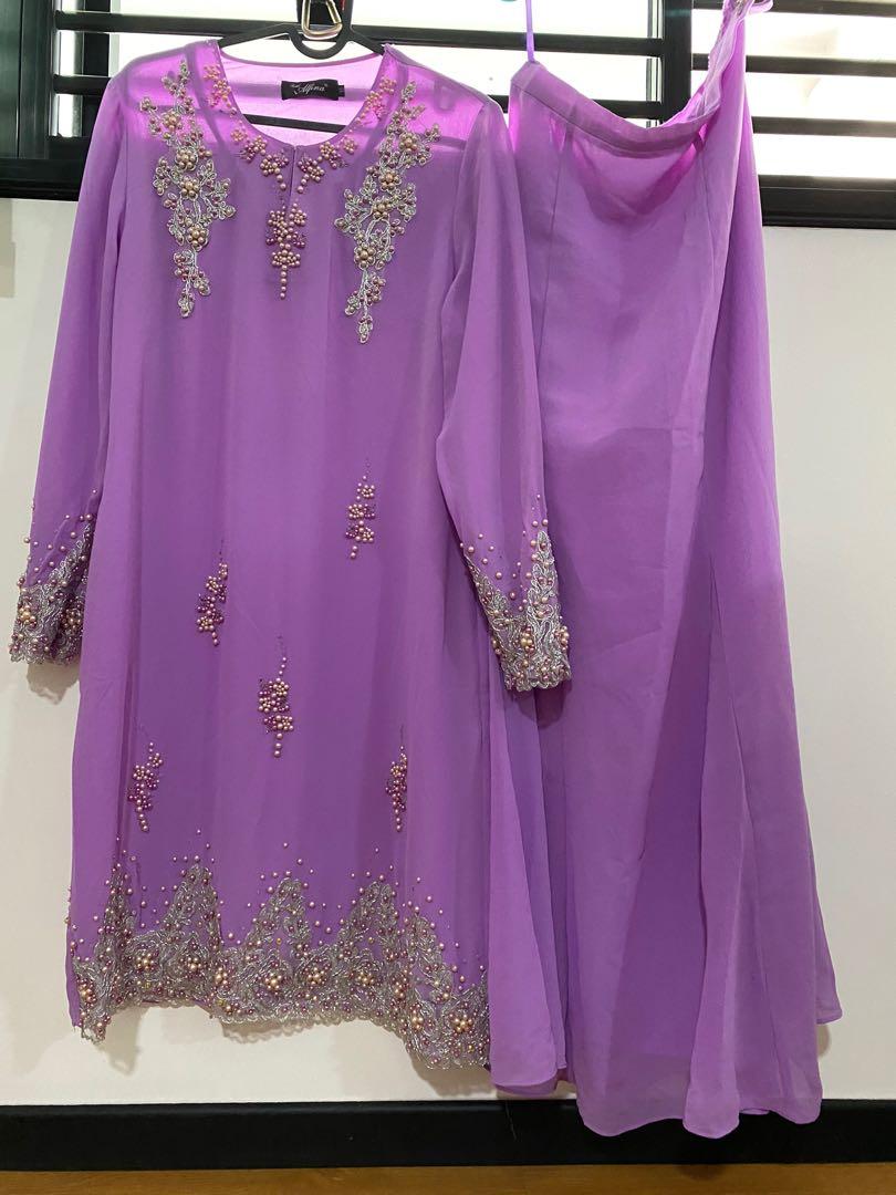 Purple Lilac Baju Kurung Size 38 Women S Fashion Muslimah Fashion Baju Kurung Sets On Carousell