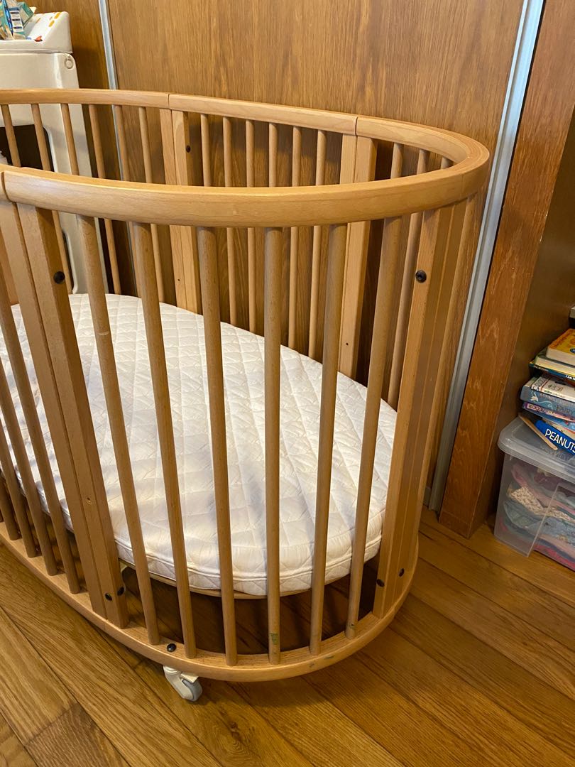 Stokke sleepi all in one crib big with sleepi mini parts natural colour Babies Kids Baby Nursery Kids Furniture Cots Cribs on Carousell