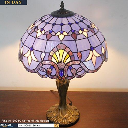 Tiffany Lamp Stained Glass Desk Lamps 24 Inch Tall Blue Purple Baroque Lavender Shade 2 Light Antique Base For Living Room Bedroom Desk Beside Coffee Table Dresser Set S003c Werfactory Electronics Others