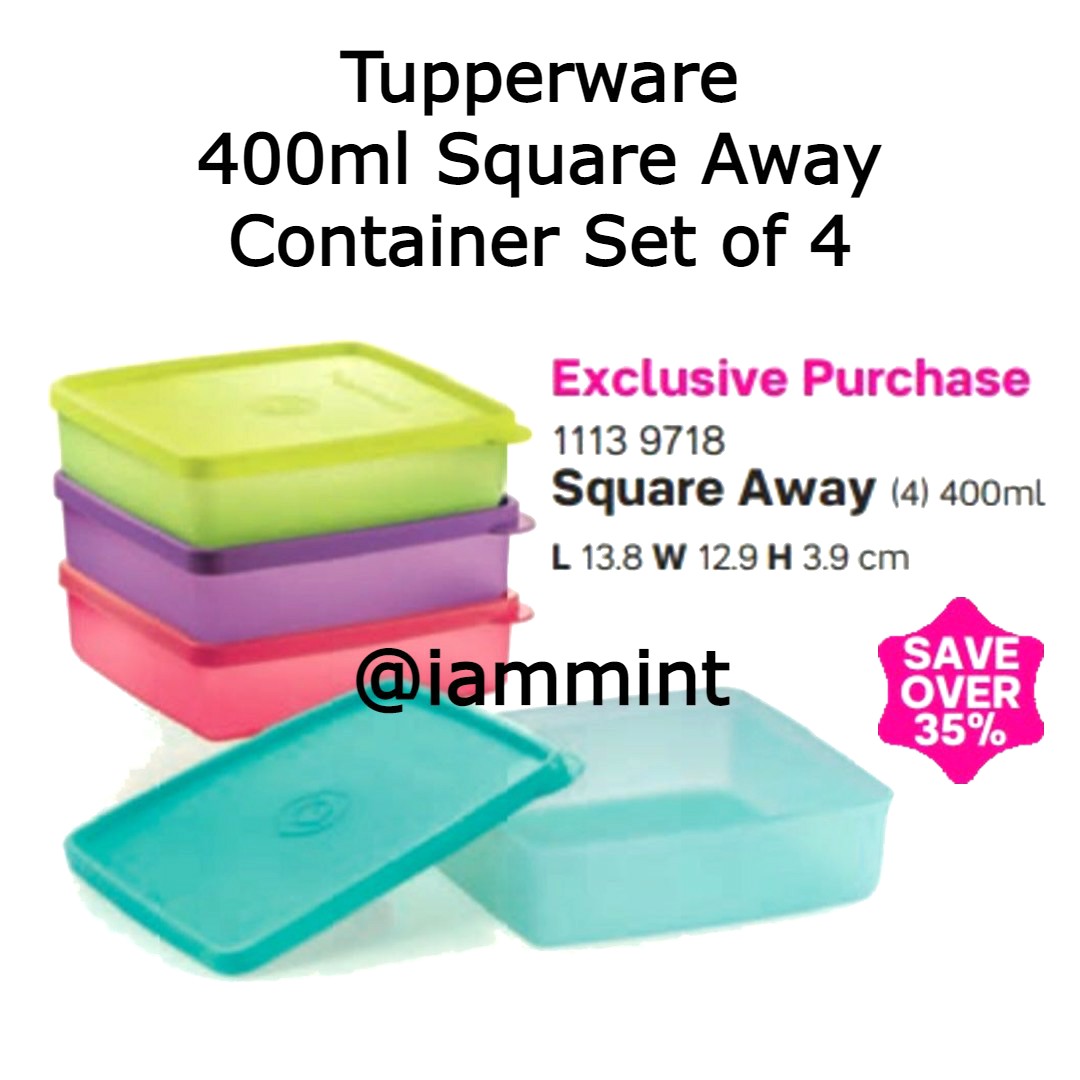 Tupperware Square Away Container Set, 13.8Cm, Set Of 2, Orange