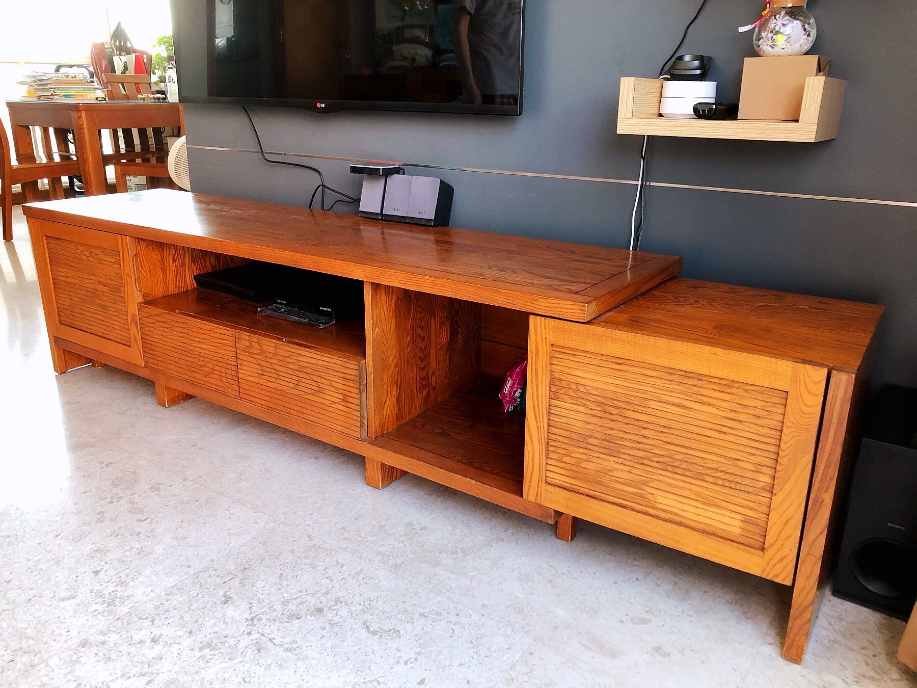 TV Console solid oak wood, Furniture & Home Living, Furniture, Tables
