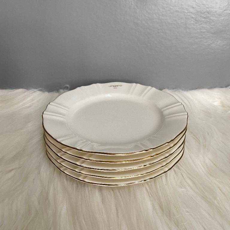 Ungaro White Gold Dessert Cake Plates (Category: Dinnerware & Cutlery) located in Consolacion. Submitted by posh_avenue_home (Listing ID 1081660178, Image 2). Description: New no box. Set of 5 - 6.25 inches..