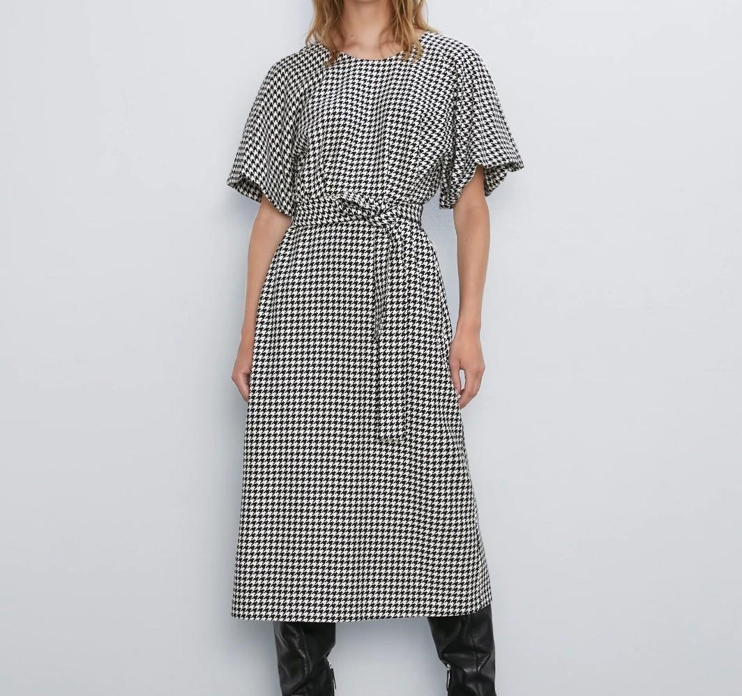Zara houndstooth midi dress
