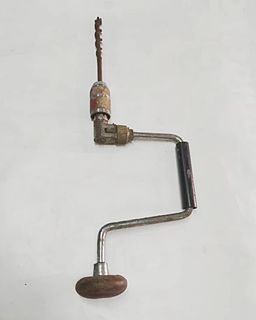 Vintage Manual hand drill wooden handle hand crank tool