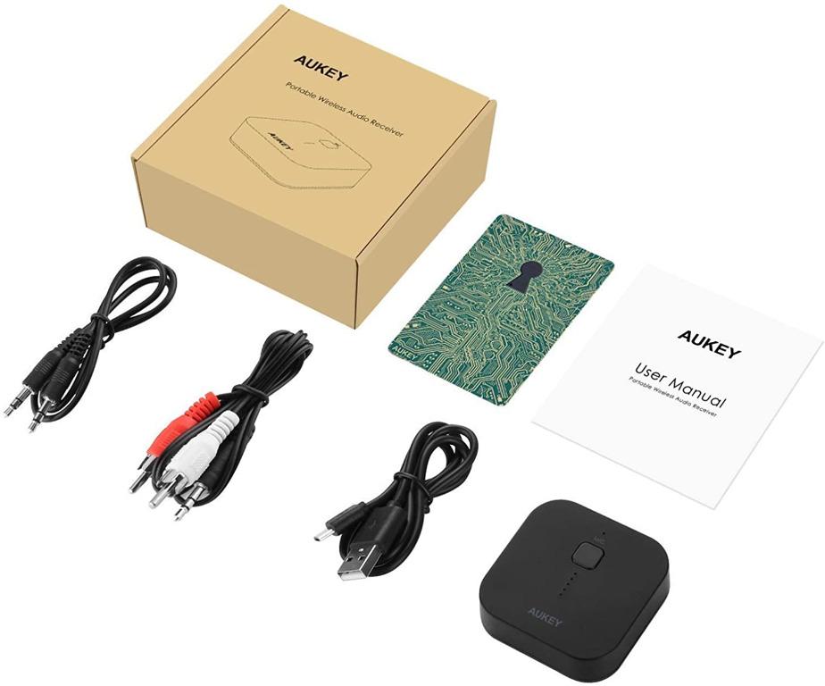 AUKEY Bluetooth 5 Receiver Wireless Audio Music Adapter A2DP with 18