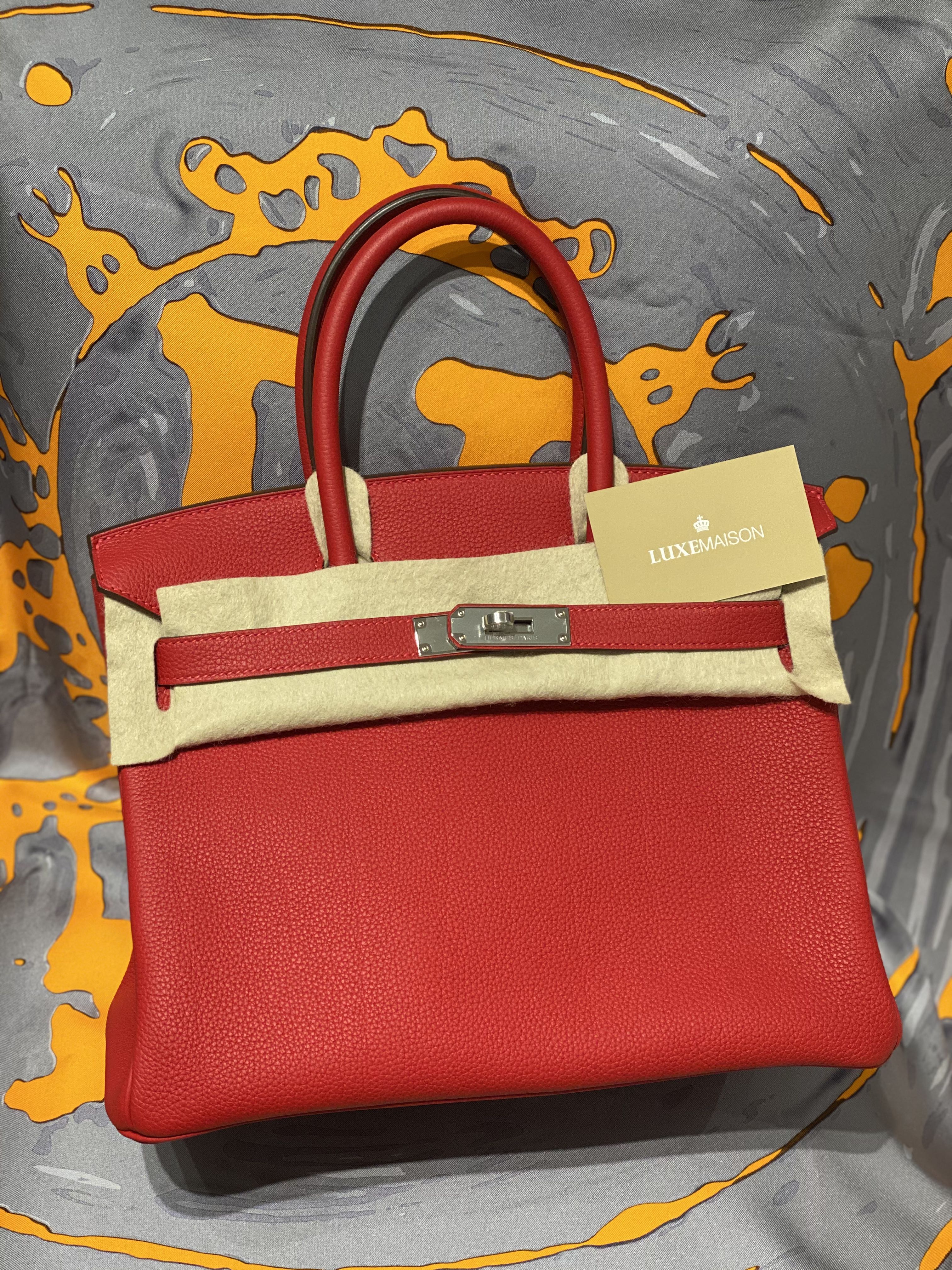 Hermes Birkin 30 Verso Rouge Casaque Rouge H Leather Togo