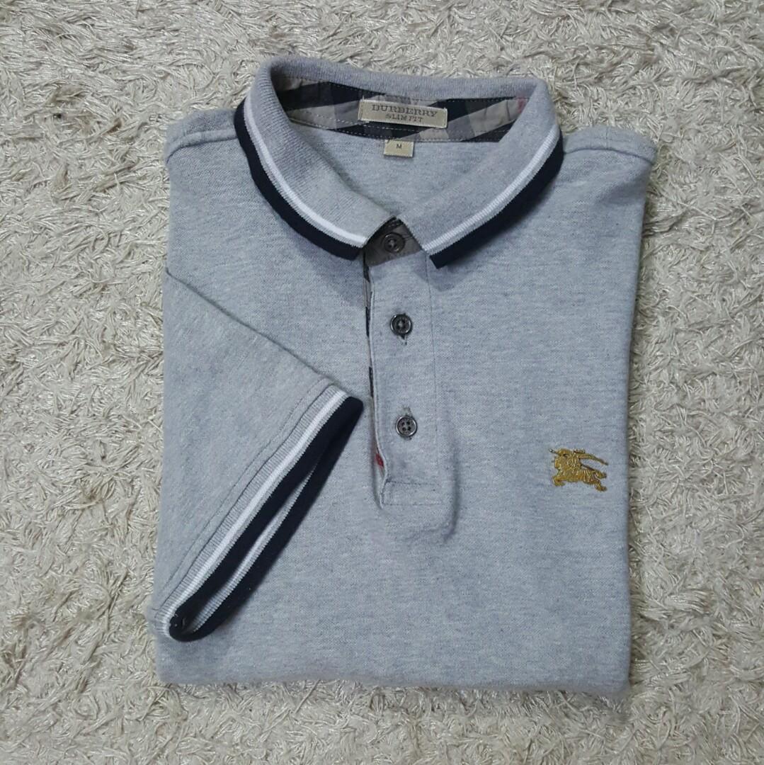 Burberry Slim Fit Grey Polo T-Shirt, Women's Fashion, Tops, Shirts on  Carousell