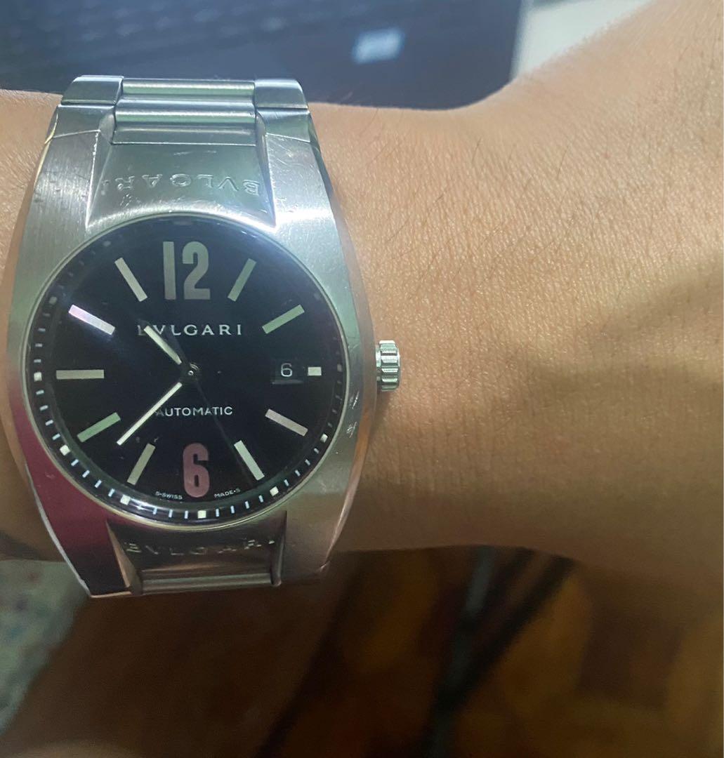 Bvlgari Ergon Watch (Category: Luxury Watches) located in Manila. Submitted by mark.mark133 (Listing ID 1081882151, Image 2). Description: - Used Bvlgari Ergon watch for sale - 40mm automatic watch with the reliable ETA 2892 movement - watch only but guaranteed authentic - Used condition so with a few hairline scratches - looks a bit like a rolex explorer so this is a good alternative. - RFS: Consolidating funds to buy a new watch - you can read 