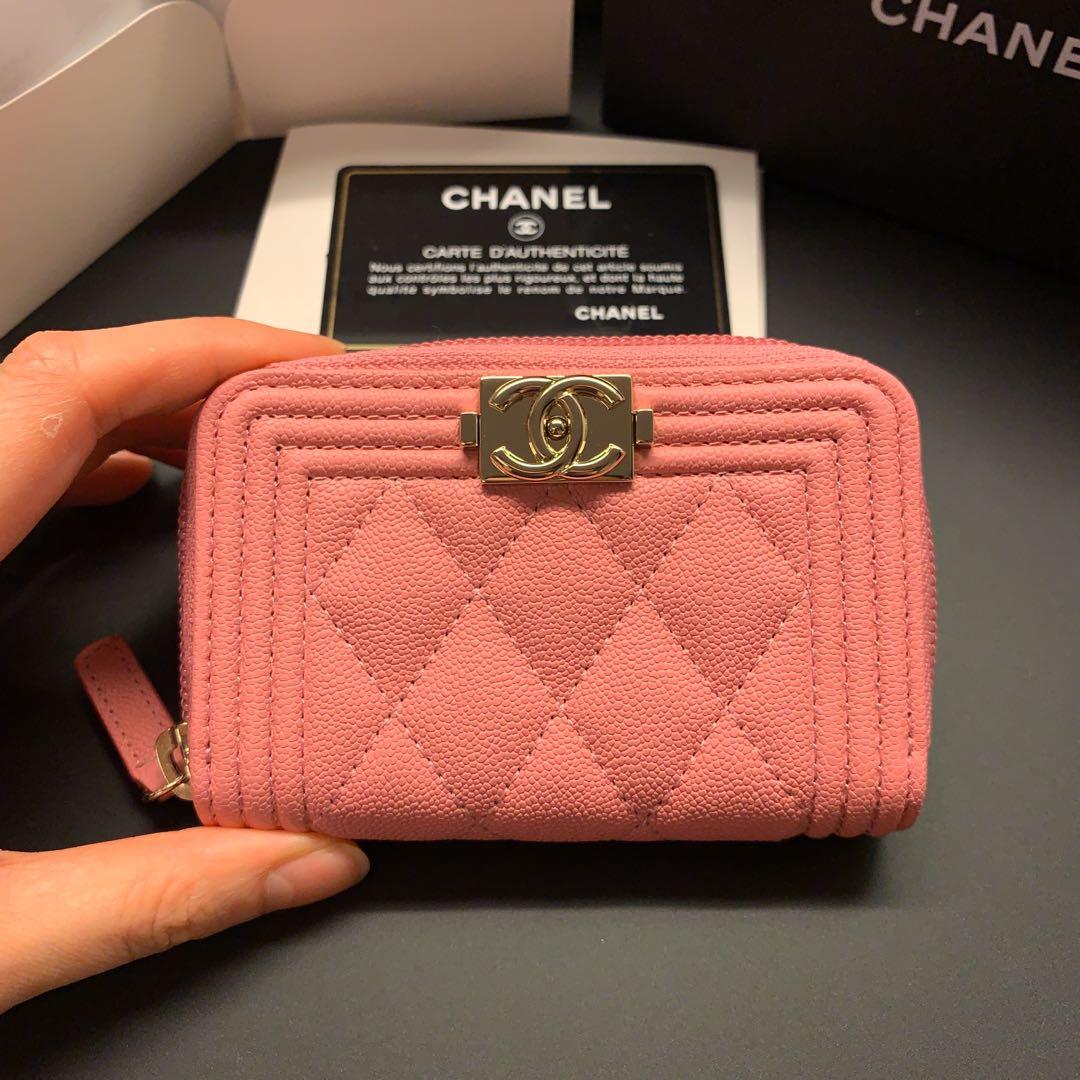 SS21 Boy Chanel Card Holder/ Zipped Coin Purse - Pink, 名牌, 手袋及銀包- Carousell