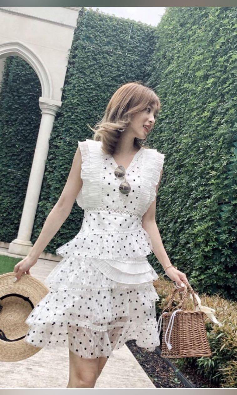 Cream colour polka dot dresss