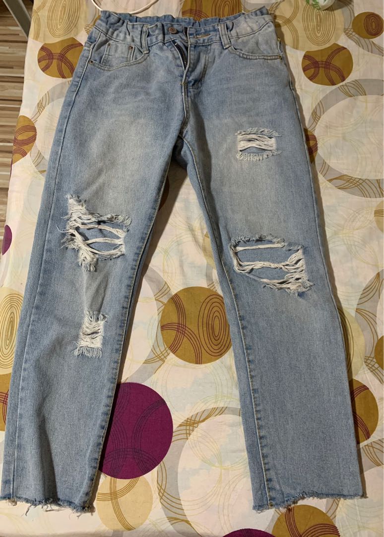Denim tattered pants, Women's Fashion 