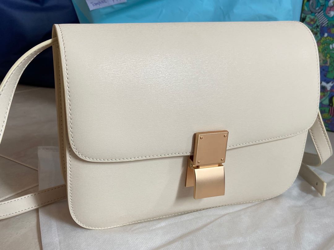 Genuine Leather Celine Tofu Bag Cream Women s Fashion Bags