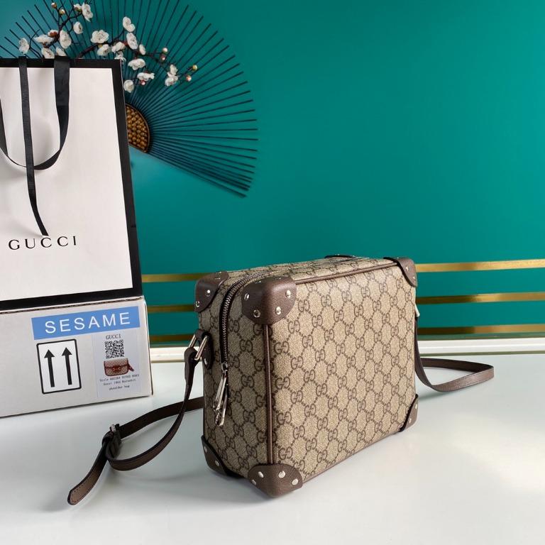 Gg shoulder bag with leather details sales