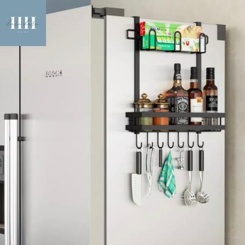HH | Multi-Functional 2-Layer Kitchen Refrigerator Storage Rack (Category: Food Organization & Storage) located in Quezon City. Submitted by _evrythinginbetween (Listing ID 1081991808, Image 1). Description: //VARIATION: ➝ Silver/Black AC - PHP 668 ➝ Silver/Black BC - PHP 688 //SPECIFICATIONS: ➝ Product colours: stainless steel, black ➝ Scope of application: behind the refrigerator/cabinet door ➝ Installation method: seamless adhesive installatio