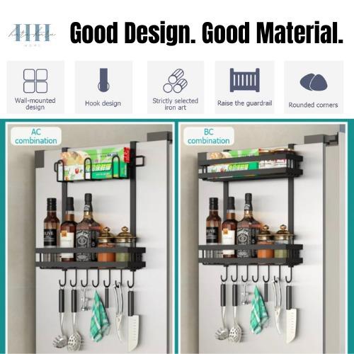 HH | Multi-Functional 2-Layer Kitchen Refrigerator Storage Rack (Category: Food Organization & Storage) located in Quezon City. Submitted by _evrythinginbetween (Listing ID 1081991808, Image 3). Description: //VARIATION: ➝ Silver/Black AC - PHP 668 ➝ Silver/Black BC - PHP 688 //SPECIFICATIONS: ➝ Product colours: stainless steel, black ➝ Scope of application: behind the refrigerator/cabinet door ➝ Installation method: seamless adhesive installatio