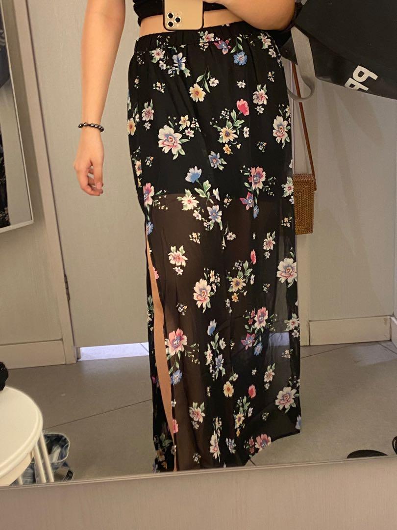 H and m long floral skirt store
