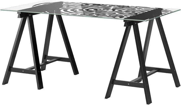 Ikea glass desk table GLASHOLM ODDVALD fingerprint pattern