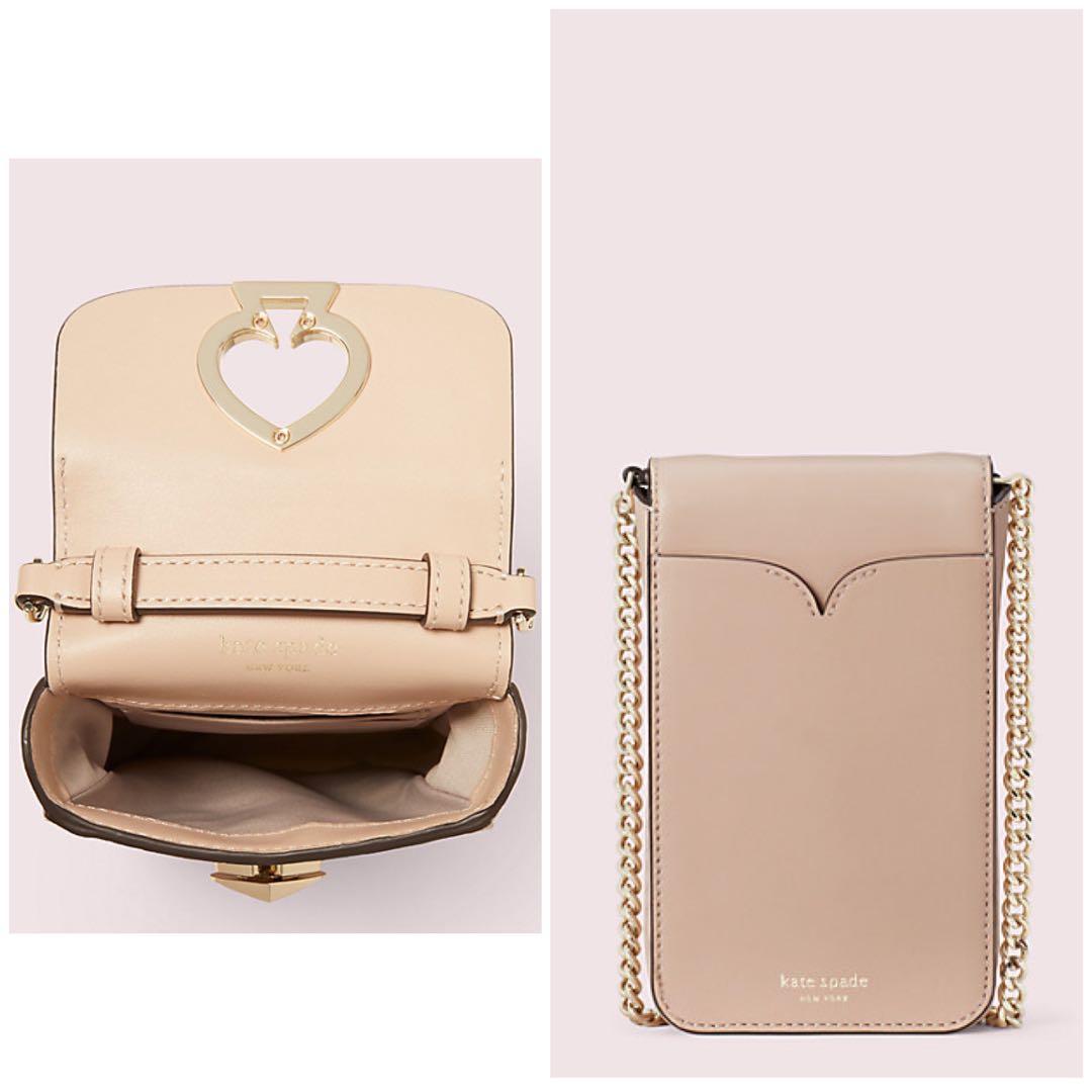 INSTOCK Kate Spade Nicola Twistlock North South Flap Phone Crossbody Heart Blush Nude Beige Light Peach Light Pink