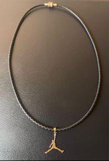 Necklace 18k gold 22 inch and  Necklce Leather with 18k gold jordan