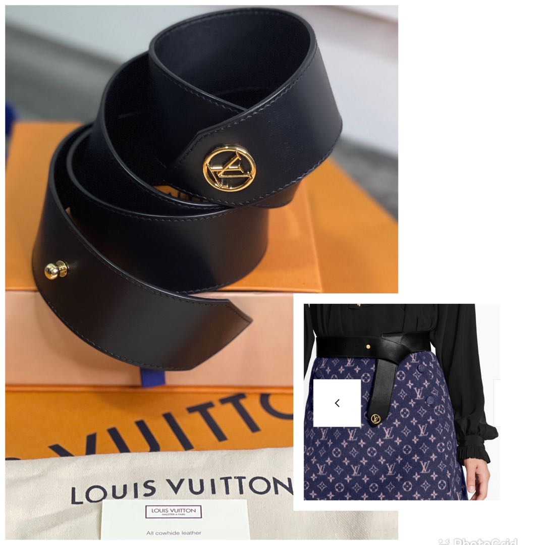 Authentic LOUIS VUITTON Tie The Knot 45mm Belt Black Leather
