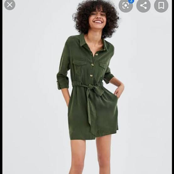 Zara army green dress clearance