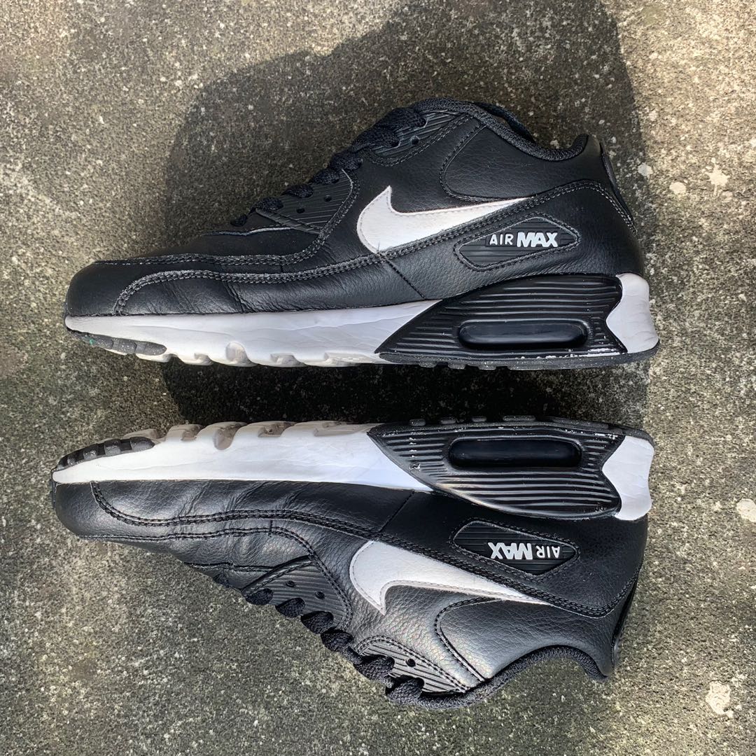 Original Nike Air Max 90 Black Leather Sepatu Hitam Fesyen Pria