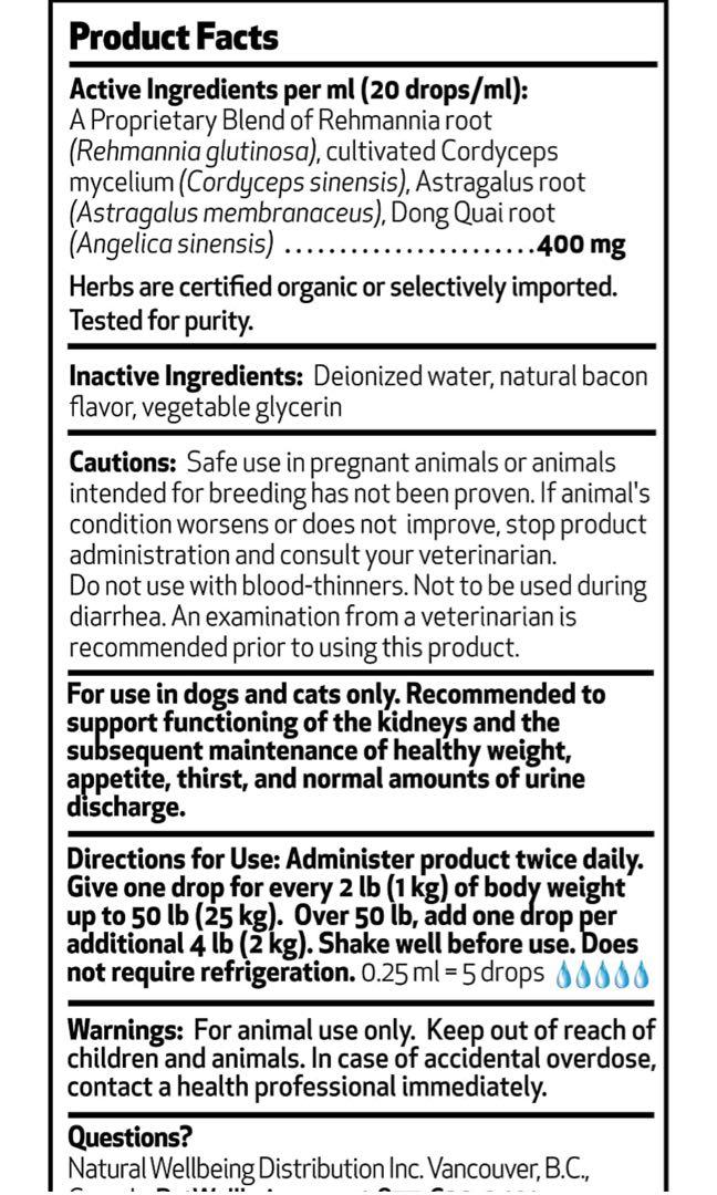 Pet Wellbeing Kidney Support Gold for Cats/Dogs (2 Ounce), Pet