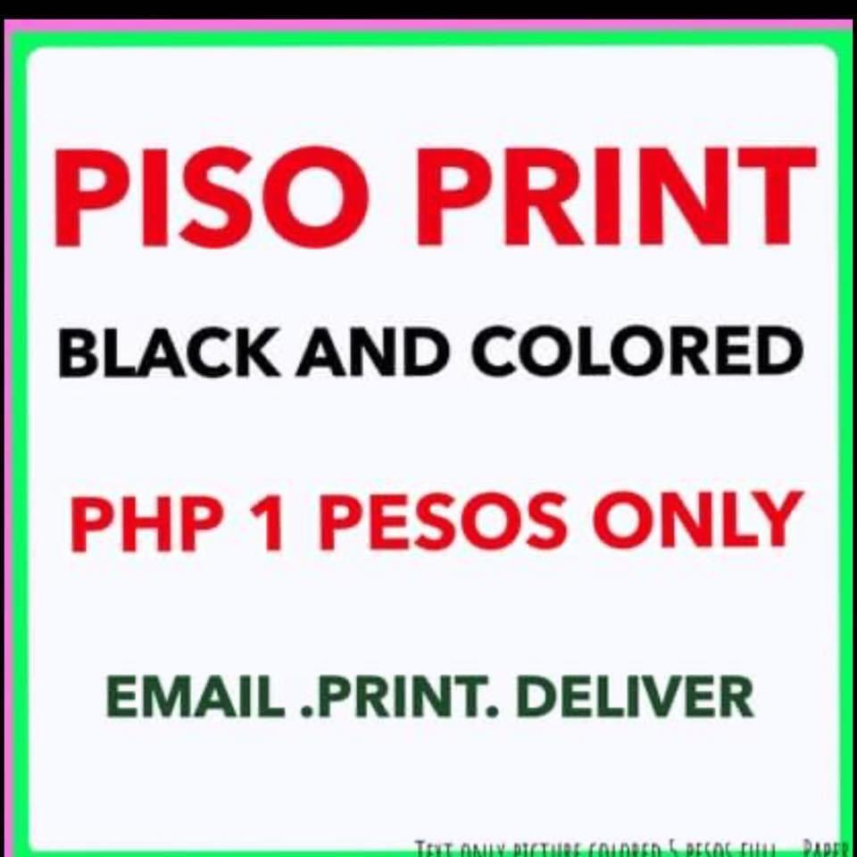 PISO PRINT MODULE DOCUMENTS SHORT AND LONG (Category: Printers, Scanners & Copiers) located in Manila. Submitted by dieniq (Listing ID 1081992509, Image 1). Description: Black & White - P 1.00 only Colored document - P 1.00 only Full colored picture- P 5.00 only LOOKING FOR PRINTING SHOP? NO PRINTER! NO PROBLEM! Mga mommies, students and work from home employee, PISO PRINT NOW AVAILABLE here PM ‼️ PM‼️💕 #Shopeecheckout Delivery via LALAMOVE OR A