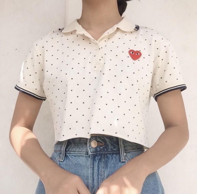 Play CDG Crop top in Yellow Women s Fashion Tops Blouses on Carousell