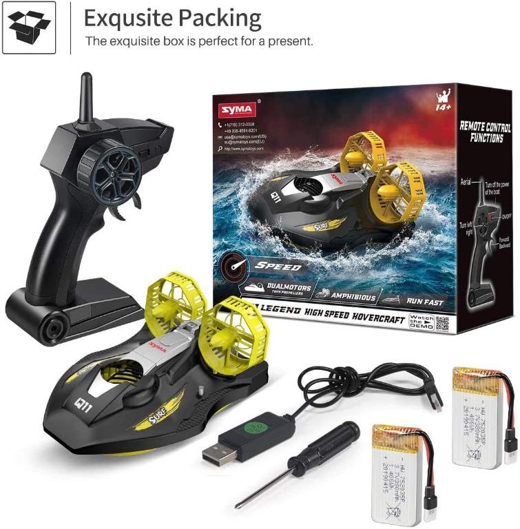 Remote Control Boat for Kids, SYMA Q11 Hovercraft RC Boat for Land