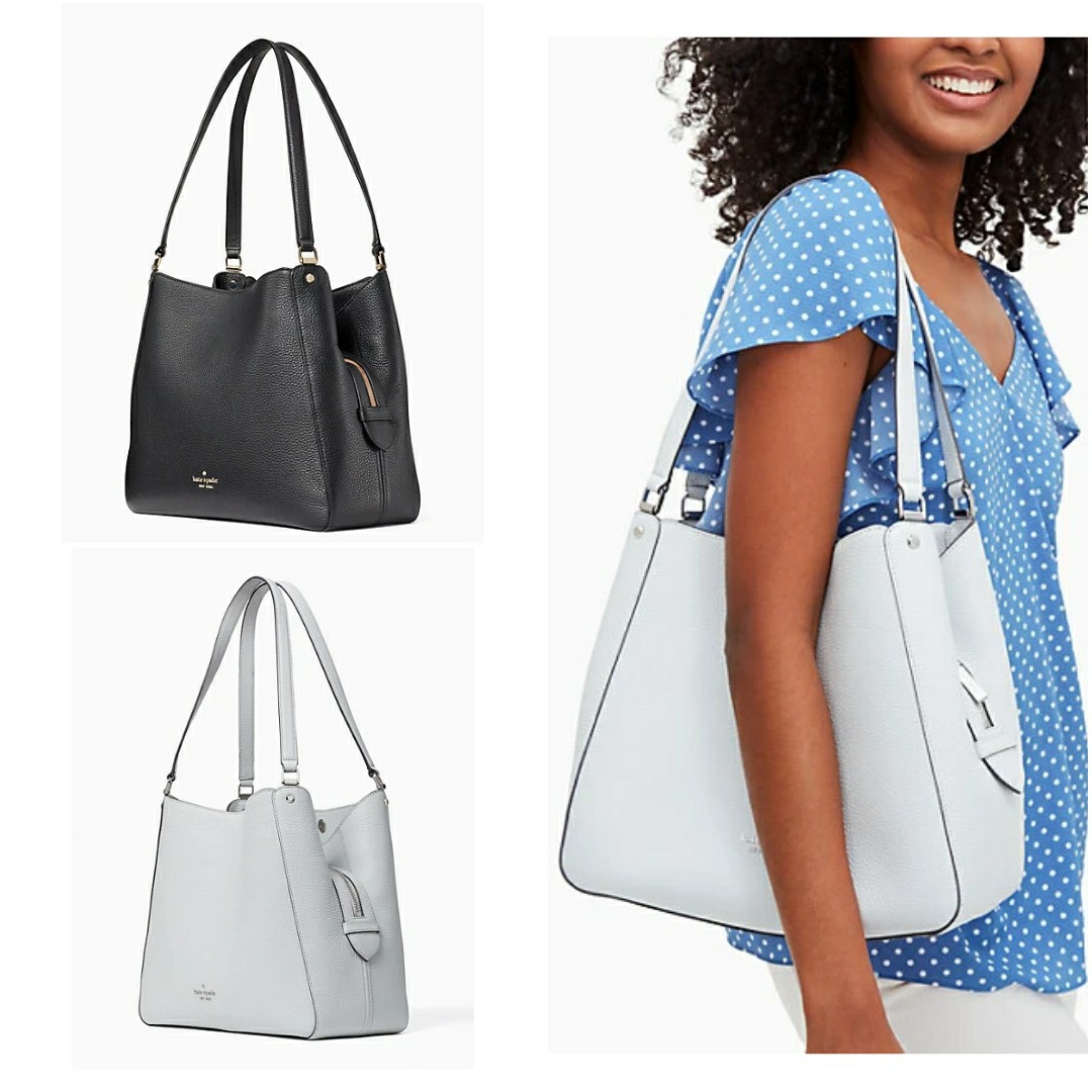 SALES Kate Spade Leila Medium Triple Compartment Shoulder Bag Moonlight/  Black, Women's Fashion, Bags & Wallets, Cross-body Bags on Carousell