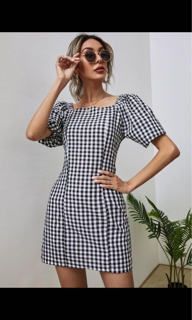 Gingham fitted dress new arrivals