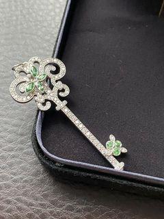 Tiffany & Co Enchant Dragonfly Key Pendant Platinum Diamond Tsavorite