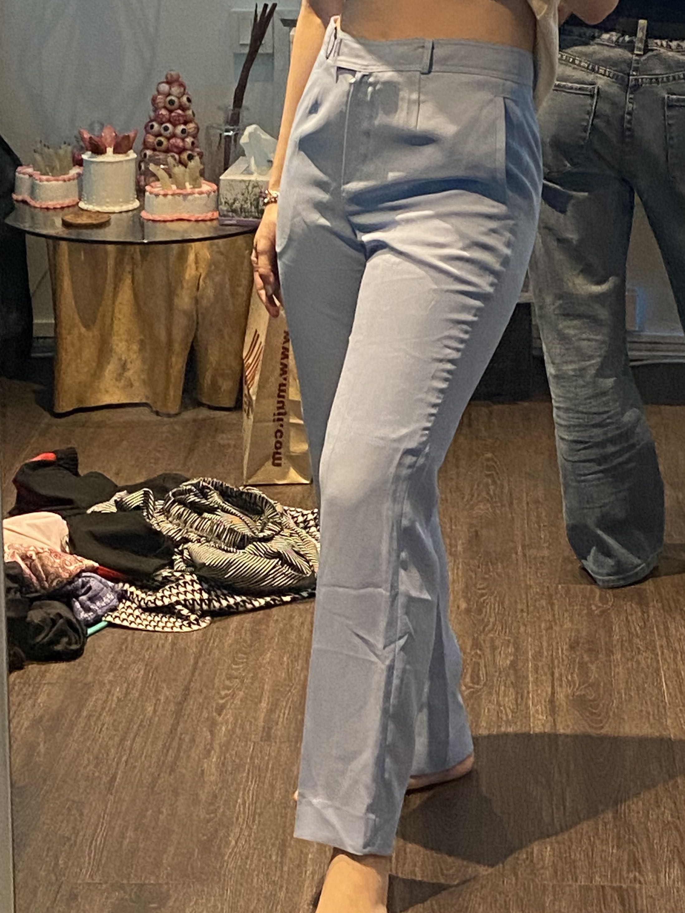 Vintage baby blue flare trousers, Women's Fashion, Bottoms, Other