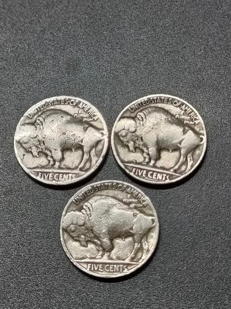 Vintage Us Buffalo 5 Cent 1934 1936 3 Coins Antiques Currency On Carousell