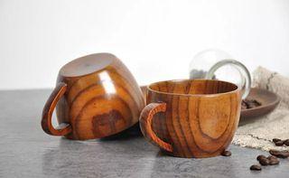 Emoyi Wood Coffee Mug Wooden Mug Tea Cup 100ml,Set of 2