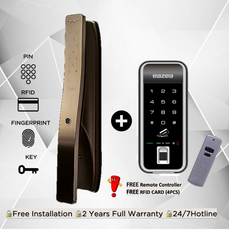 Eazea Touch Push Pull Digital Door Lock + Eazea Duo-G Digital Gate Lock