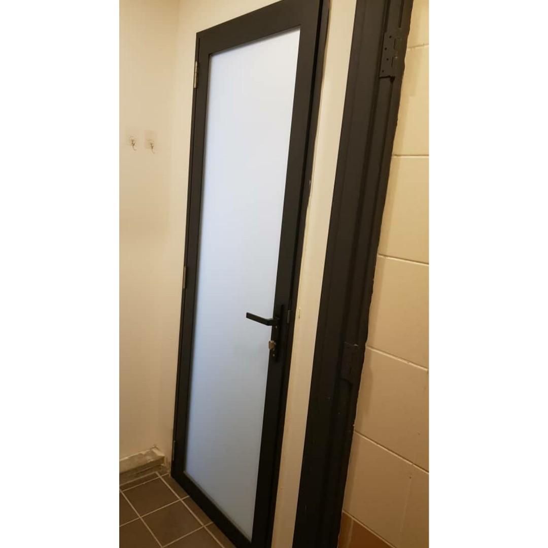 Aluminium frame swing door c/w frosted glass panel, Furniture & Home