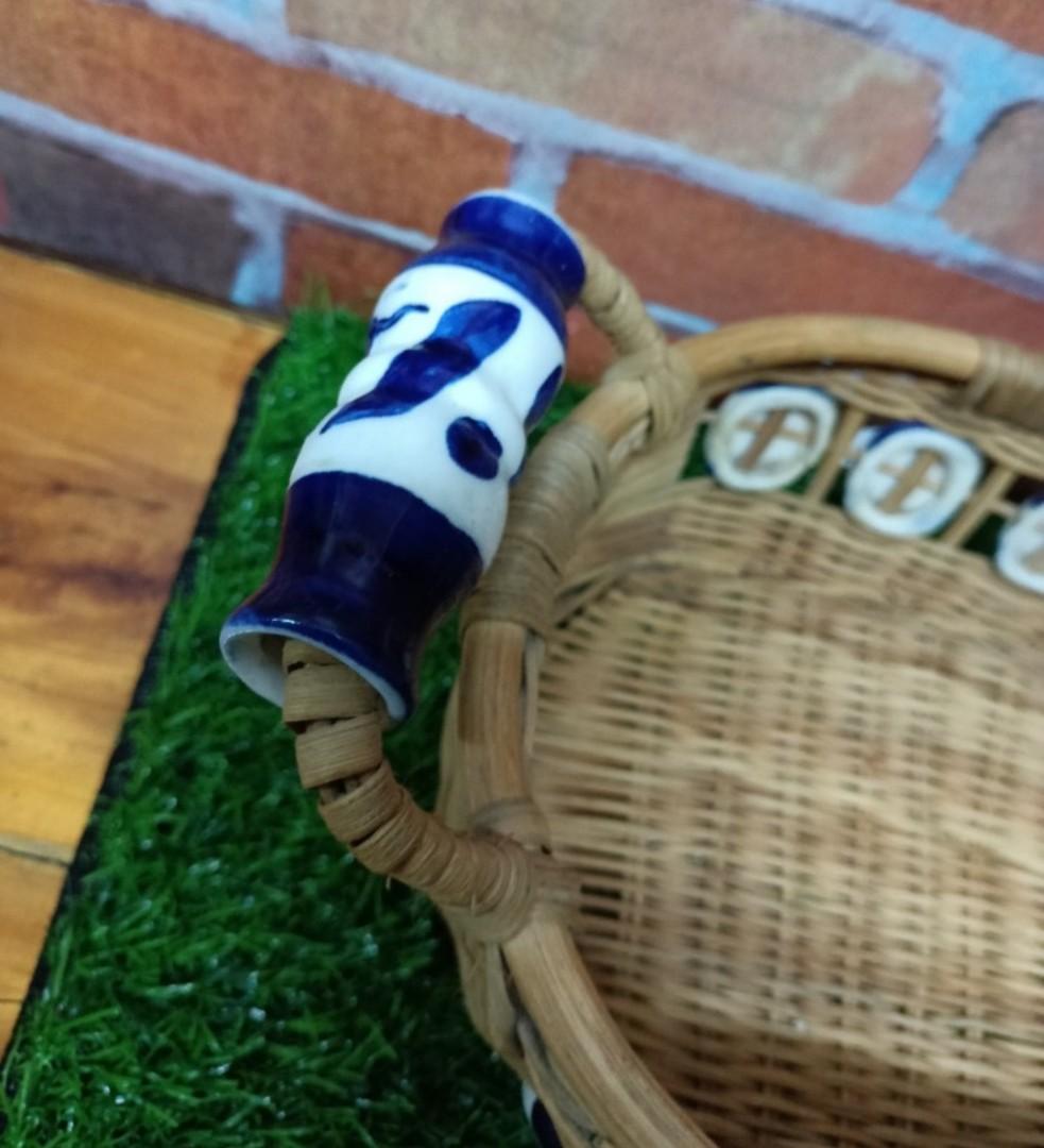 Antique Basket Porcelain Handle, Furniture & Home Living, Home Decor