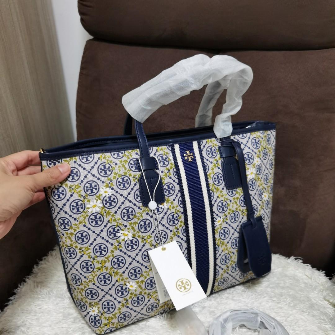 T Monogram Floral Vine Small Top-Zip Tote Bag: Women's Handbags