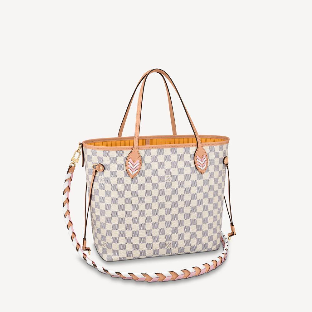 Authentic Louis Vuitton Neverfull MM Tote Bag in Damier Azur Canvas with  braided leather shoulder strap, Luxury, Bags & Wallets on Carousell