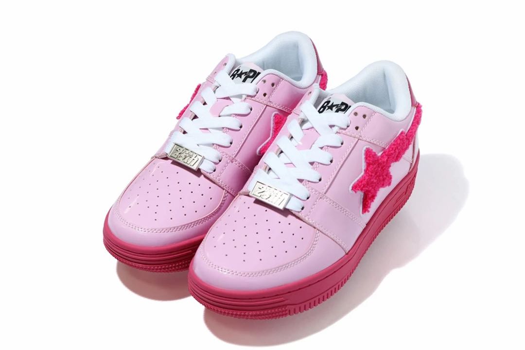 Bape patched bapesta low pink bathing ape size us6 Women s