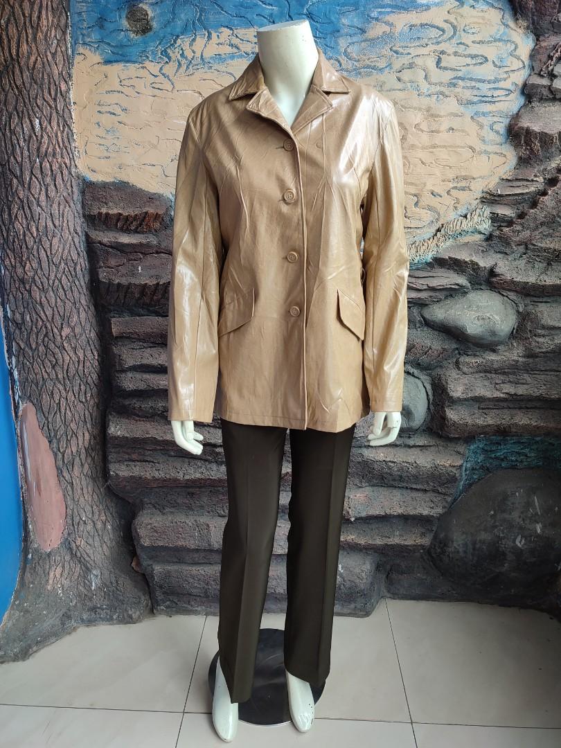 Blazer Jaket Kemeja Model Safari Wanita Coklat Susu Kulit Sintesis Coksu L Fesyen Wanita Pakaian Wanita Baju Luaran Di Carousell