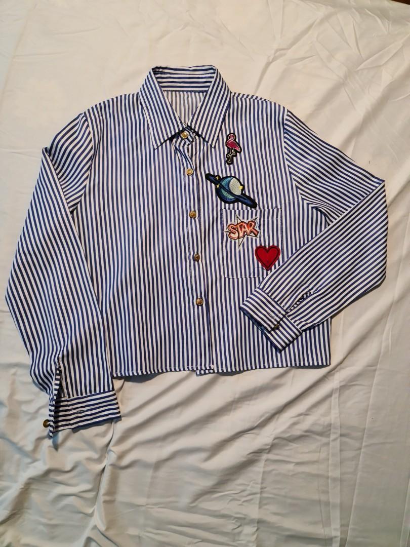 Blue pinned stripes polo (Category: Longsleeves) located in Muntinlupa City. Submitted by bmaxee (Listing ID 1082158475, Image 1). Description: used once.
