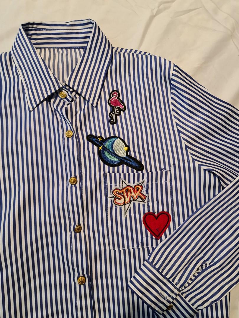 Blue pinned stripes polo (Category: Longsleeves) located in Muntinlupa City. Submitted by bmaxee (Listing ID 1082158475, Image 2). Description: used once.